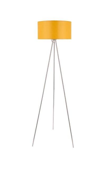 Modern tripod floor lamp with yellow drum shade