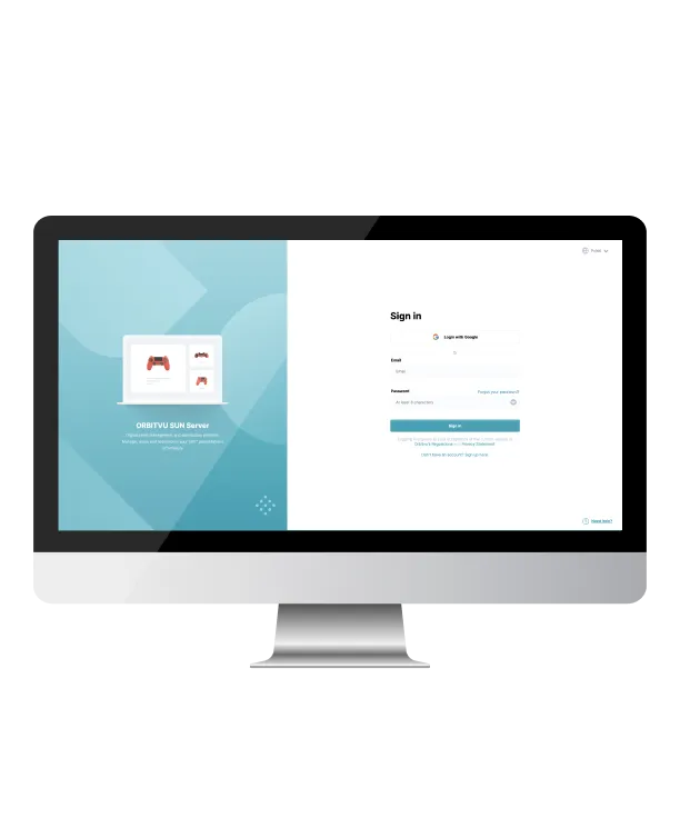 Orbitvu Cloud sign-in screen on a desktop monitor