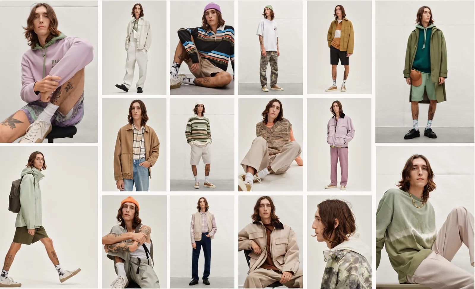 H&M thematic lookbook page with casual outfits