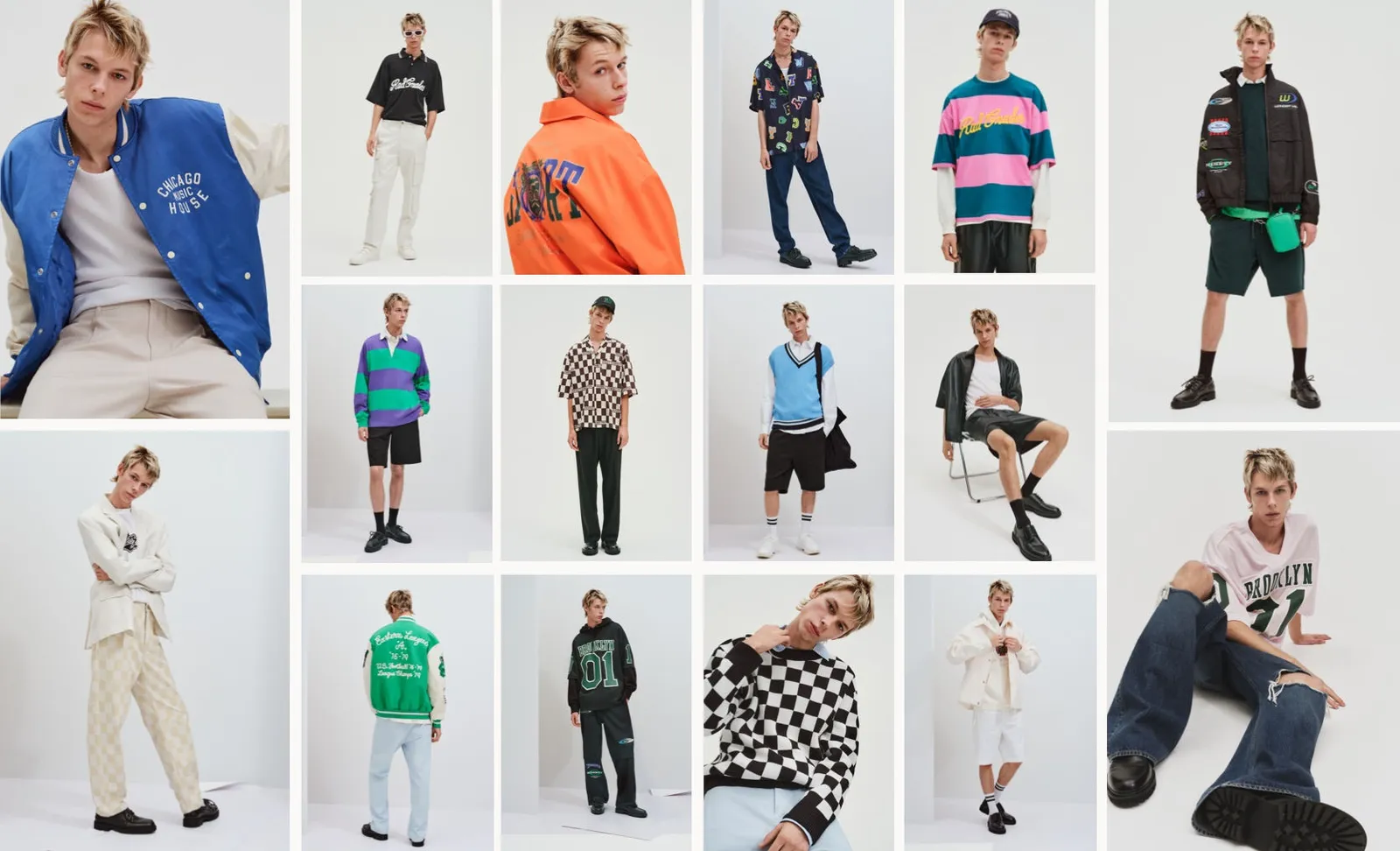 H&M thematic lookbook page with streetwear outfits