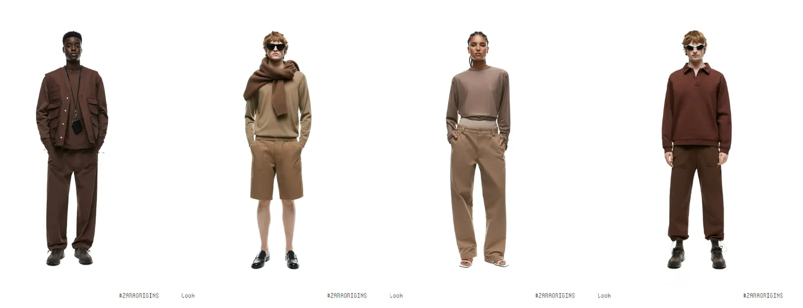 Zara Origins lookbook page with a color transition from beige to brown