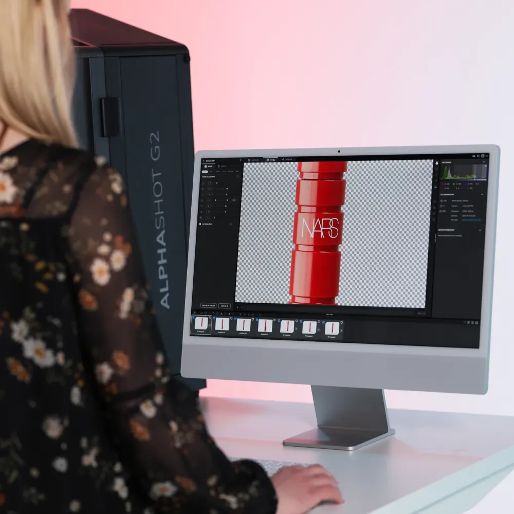 Cosmetics product photography setup with multiple products